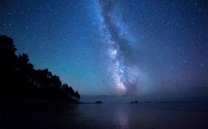 Sea Coast Night Sky Stars Milky Way wallpaper thumb