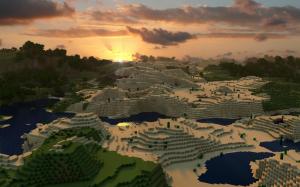 Minecraft Sunset Landscape HD wallpaper thumb