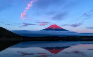 Japan, Fuji mountain, evening, sky, lake, reflection, blue wallpaper thumb