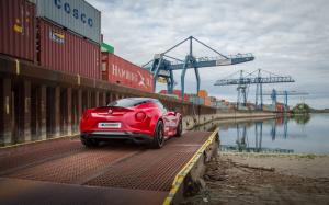 2015 Zender Alfa Romeo 4C red supercar, rear view, pier wallpaper thumb