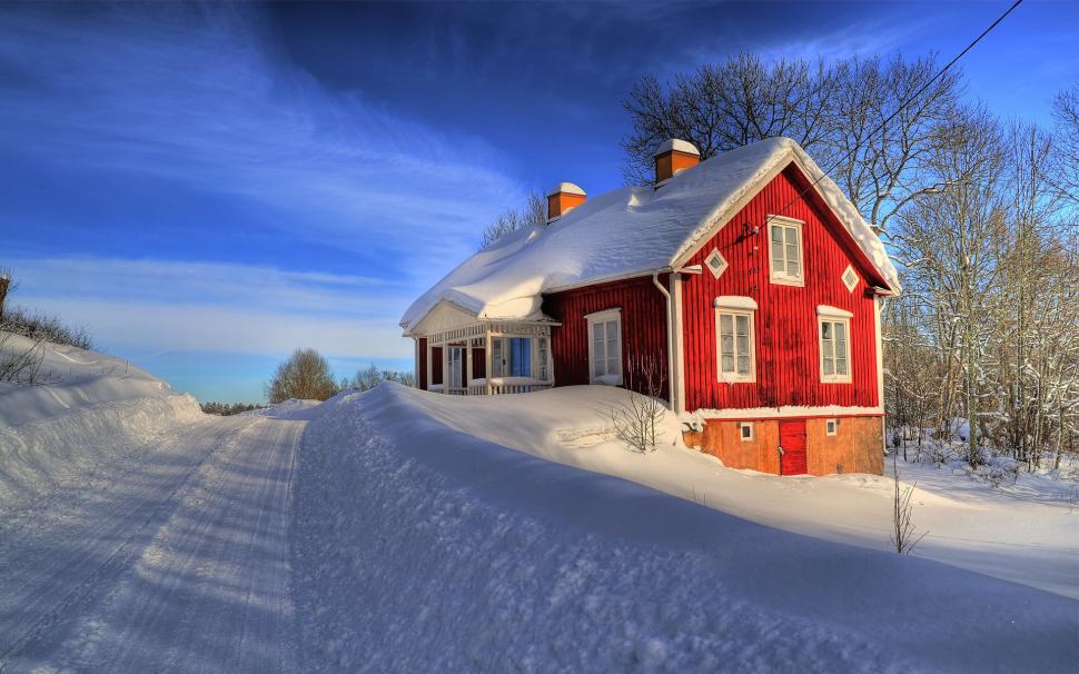 House Between Snow wallpaper,winter HD wallpaper,landscape HD wallpaper,scenery HD wallpaper,1920x1200 wallpaper