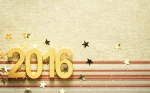 2016 Happy New Year, golden, numbers, stars wallpaper thumb