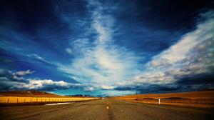 Road, blue sky, clouds, the distance wallpaper thumb