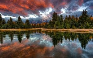 USA, Wyoming, Grand Teton National Park, snake river, trees, mountains wallpaper thumb