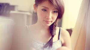Pretty asian lady, blurred photography wallpaper thumb