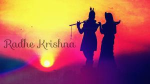 Radhe Krishna Sunset wallpaper thumb