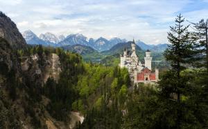 Castle Bavaria Germany Mountains Forest Trees Landscape Best wallpaper thumb