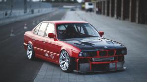 bmw, e34, red, cars, side view, sports wallpaper thumb