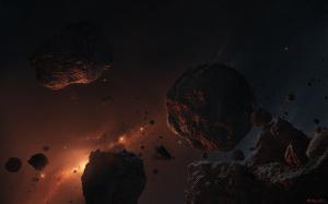 Asteroid Rock Stone Debris Stars Starlight HD wallpaper thumb