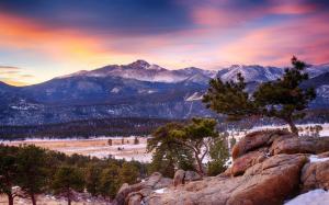 Colorado, Rocky Mountain National Park, mountain, forest, winter, dusk wallpaper thumb