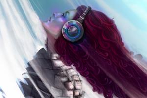 Digital Art, Woman, Headphone wallpaper thumb
