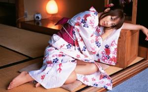 The indoor beautiful Japanese kimono girl wallpaper thumb