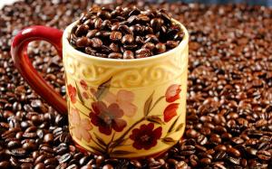 Cup of coffee beans wallpaper thumb