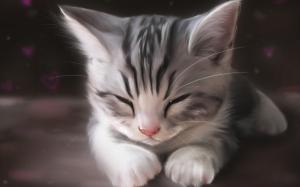 Art watercolor, cute cat sleeping wallpaper thumb