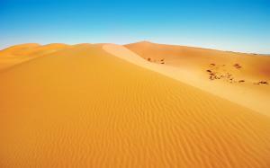 Desert landscape, dunes, yellow sand, blue sky wallpaper thumb