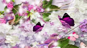 Lilacs Lilac Bird wallpaper thumb