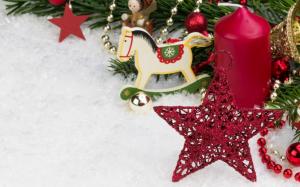 Merry Christmas Toy Horse Decoration Snow New Year wallpaper thumb