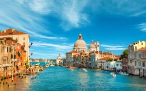 Grand Canal, Venice, Italy, 4K, boat, water, city, sky, travel wallpaper thumb