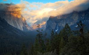 United States, California, mountains, trees, clouds, morning wallpaper thumb
