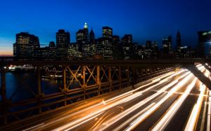 New York Night Bridge Timelapse HD wallpaper thumb