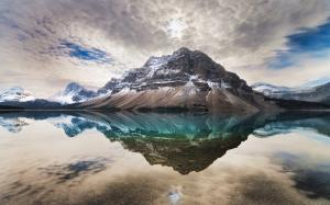 Bow Lake, Alberta, Canada, clouds, water reflection wallpaper thumb