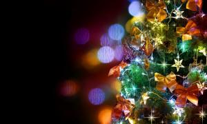 christmas tree, garlands, ornaments, ribbons, patches, new year wallpaper thumb