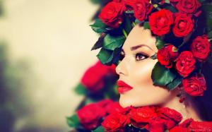 Girl With Red Roses wallpaper thumb