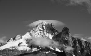 Mountains Clouds BW HD wallpaper thumb
