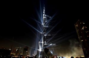Burj Khalifa, Architecture, High Building, City, Night, Lights, Dark, Rays wallpaper thumb