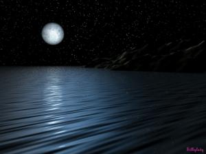 moon over  water dark full Moon nature Night other Reflection ripples rocks stars Water HD wallpaper thumb