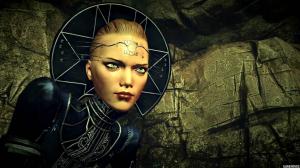 Cyberpunk, Futuristic, Woman, Face, Green Eyes wallpaper thumb