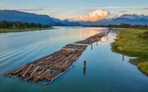 British Columbia, Canada, mountain, trees, river, clouds, rafting wallpaper thumb