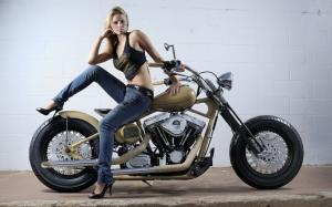 Beautiful girl and motorcycle wallpaper thumb