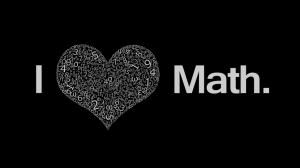 Mathematics, Hearts, Numbers, Black Background, Typography wallpaper thumb