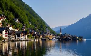 Hallstatt, Alps, lake, mountain, houses wallpaper thumb