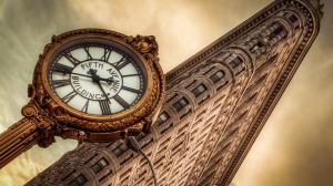 New York City, Clocks, Flatiron Building wallpaper thumb