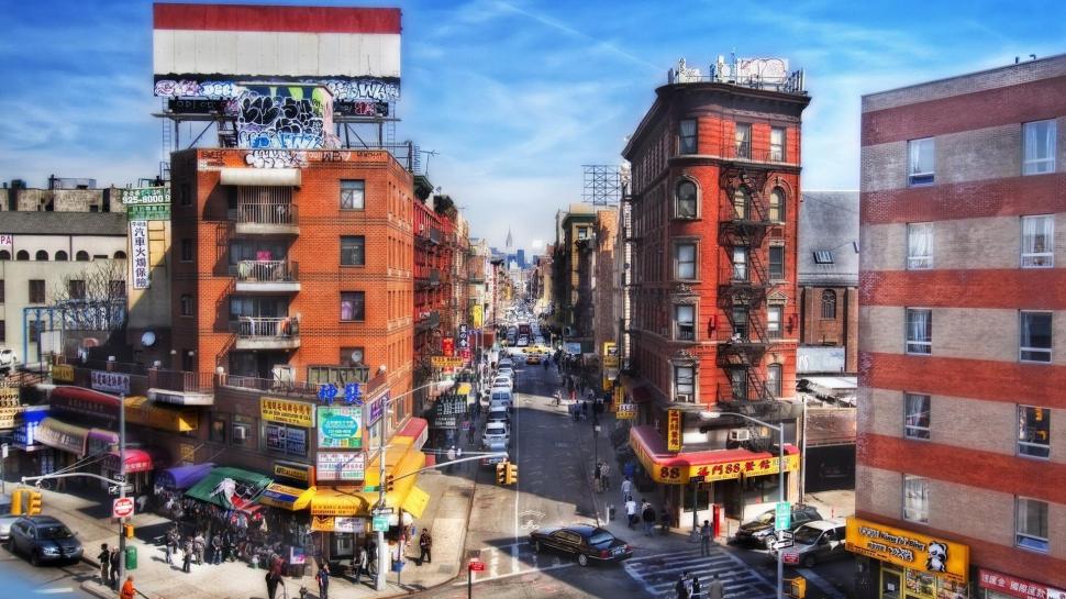 Entering New York City Chinatown Hdr wallpaper,chinatown HD wallpaper,stores HD wallpaper,city HD wallpaper,sreets HD wallpaper,nature & landscapes HD wallpaper,1920x1080 wallpaper