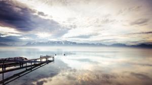 Wonderful, Reflection, Lake, Landscape, Pier, Sky wallpaper thumb