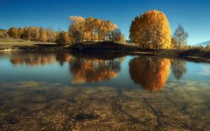 Lake, trees, autumn, water reflection wallpaper thumb