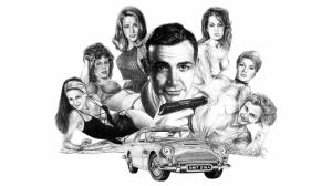 007 James Bond Aston Martin Drawing BW White Sean Connery HD wallpaper thumb