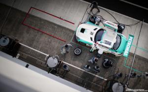 Mercedes AMG SLS Gullwing Race Car Pit Aerial HD wallpaper thumb