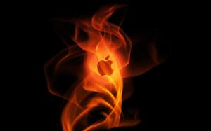 Apple logo on fire wallpaper thumb