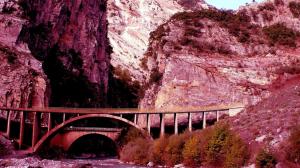 New Bridge Inpotamia Greece In Red Hue wallpaper thumb