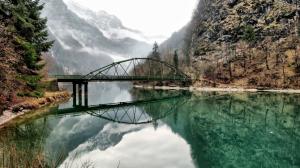 Nature, Landscape, Bridge, River, Mountain, Reflection wallpaper thumb