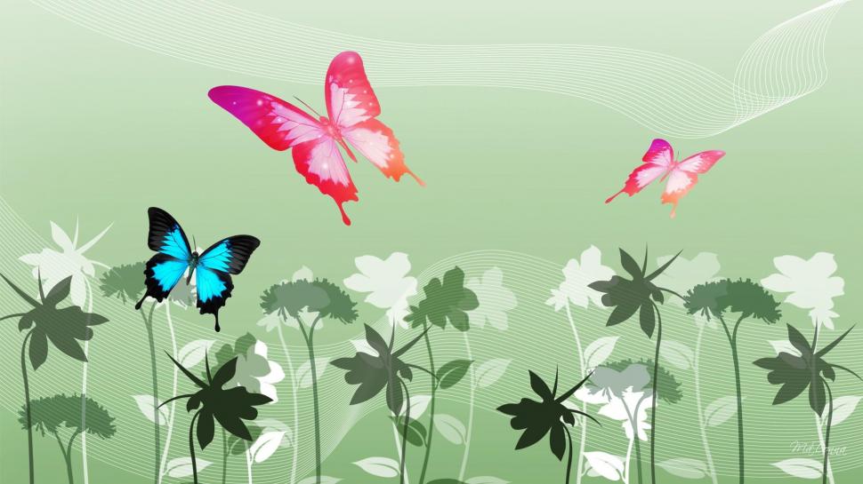 Colorful Butterflies On Green wallpaper,spring HD wallpaper,abstract HD wallpaper,floral HD wallpaper,summer HD wallpaper,butterflies HD wallpaper,butterfly HD wallpaper,green HD wallpaper,flowers HD wallpaper,3d & abstract HD wallpaper,1920x1080 wallpaper