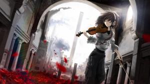 Anime Girls, Violin, Headphones, Rose, Architecture wallpaper thumb