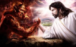 jesus vs devil wallpaper thumb