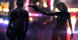 Cyborg, Women, Cyberpunk, Rain, Gun wallpaper thumb