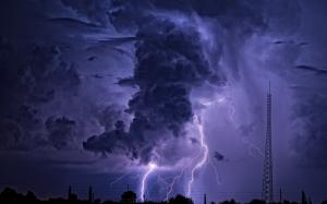 HDR Purple Storm Lightning HD wallpaper thumb