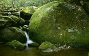 Rock Stones Moss Waterfall Timelapse Stream HD wallpaper thumb
